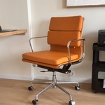 Premium Eames EA217 bureaustoel in tan leather, Tan leather